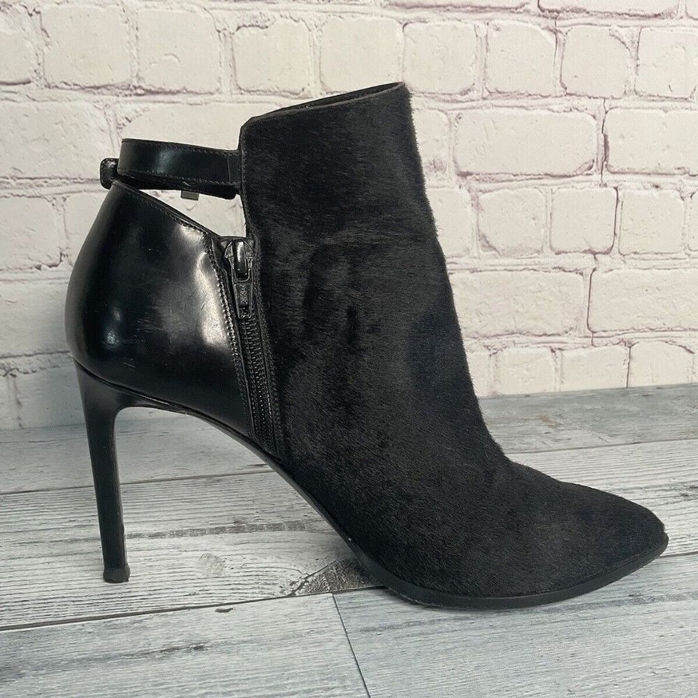 Vince Calla Slingback Side Zip Pointed Toe Calf Hair Heels Bootie Women 6M Italy